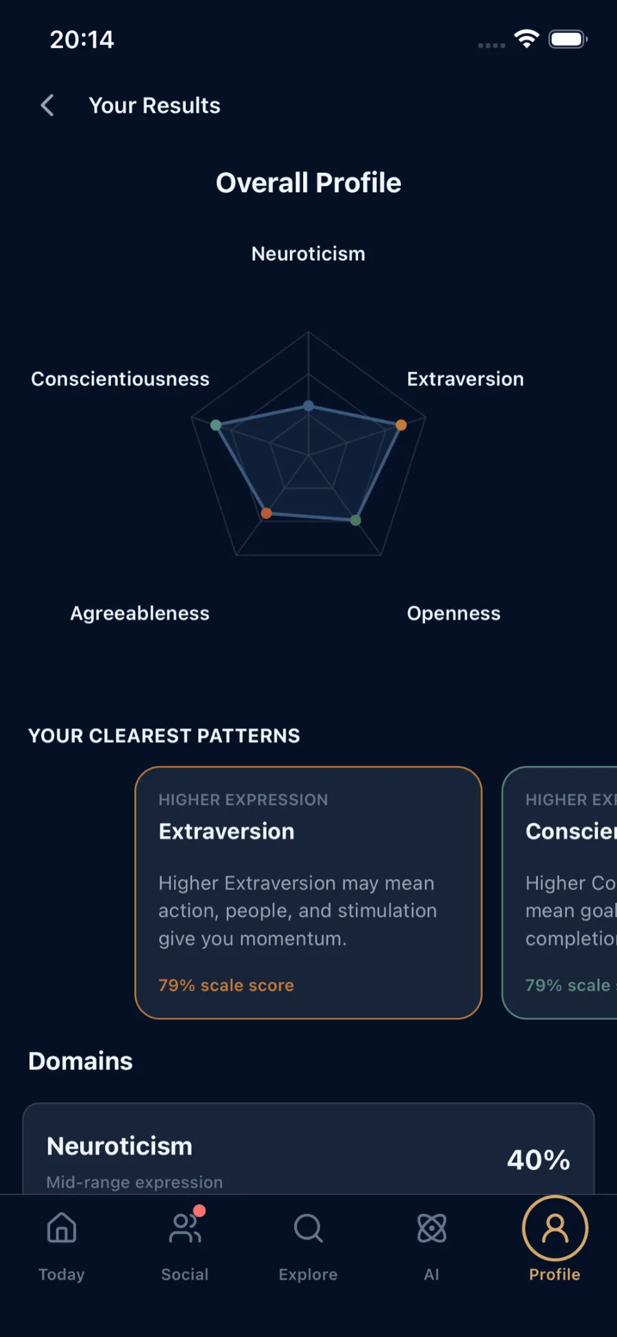Personality assessments and self-understanding in the Inwork app